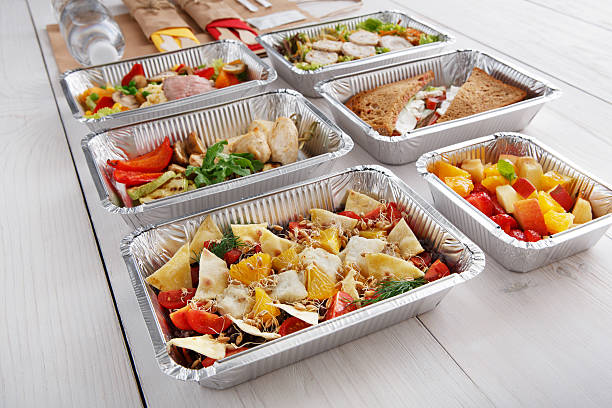 istock Healthy food in boxes, diet concept. 579262942