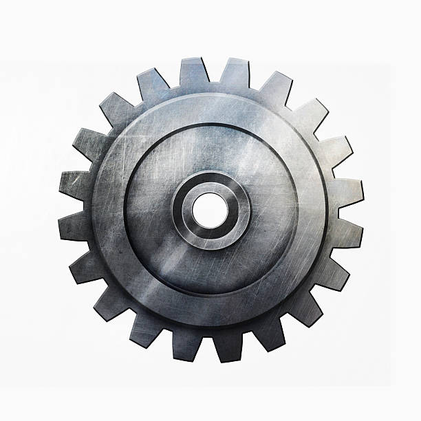 istock metal gear on isolated white background. 579264434