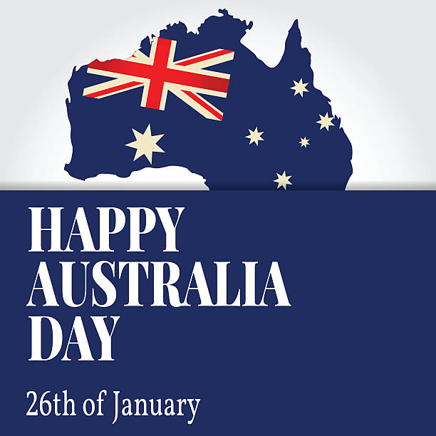 ilustrações de stock, clip art, desenhos animados e ícones de greeting card happy australia day. national celebration. - australia australia day celebration flag
