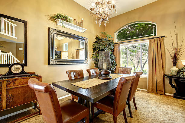 istock Dining room interior in luxury house 579265674