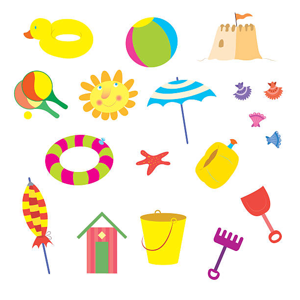 ilustrações de stock, clip art, desenhos animados e ícones de summer beach items - arm band illustrations