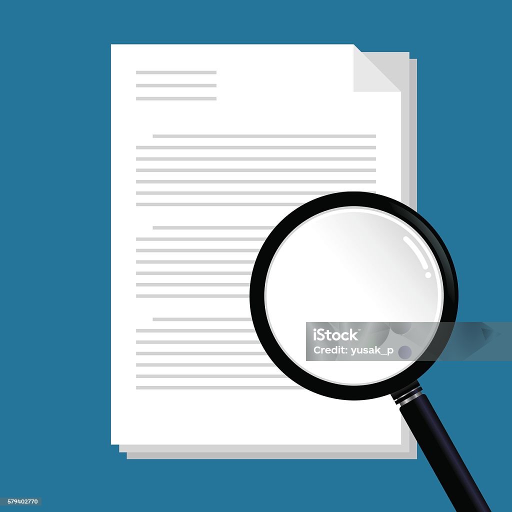 Magnifiers Find Document Magnifying Glass Searching Document Paper Stock Illustration - Download ...
