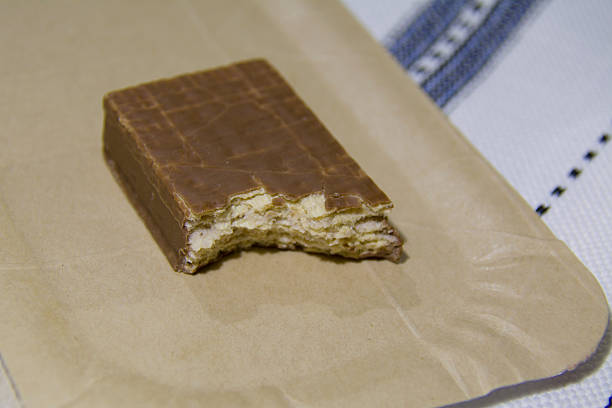 Close-up of round chocolate biscuits are on the plate