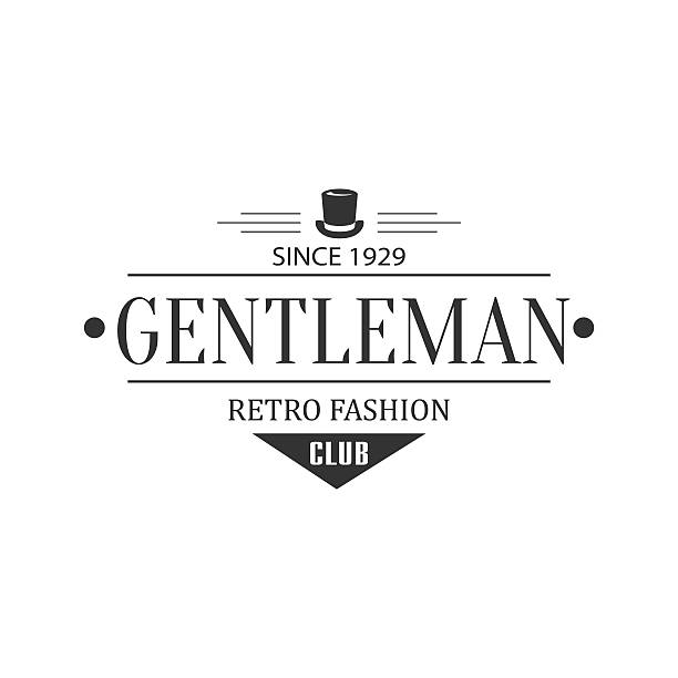 Retro Fashion Gentleman Club Label Design Retro Fashion Gentleman Club Label In Black And White Graphic Flat Vector Design 1920 1929 stock illustrations