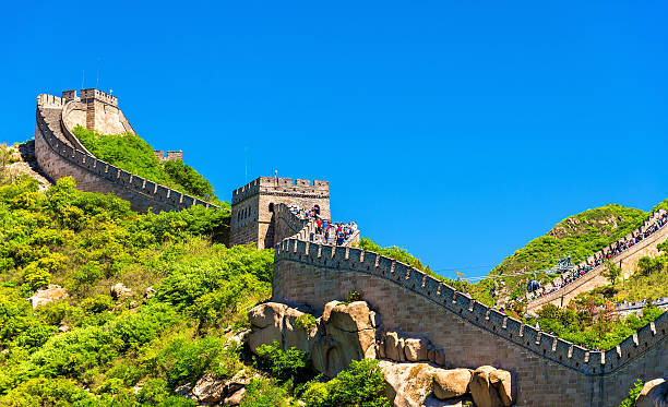 vista de la gran muralla en badaling - china - badaling fotografías e imágenes de stock