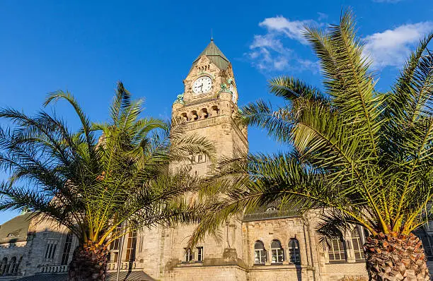 Central station with palm trees, Metz, France