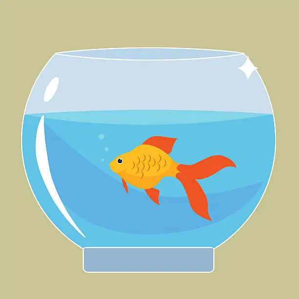 Vector illustration of Gold fish in aquarium