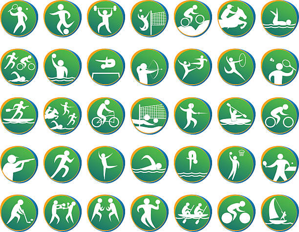 Rio summer games, sport disciplines Rio summer games, sport disciplines pentathlon stock illustrations