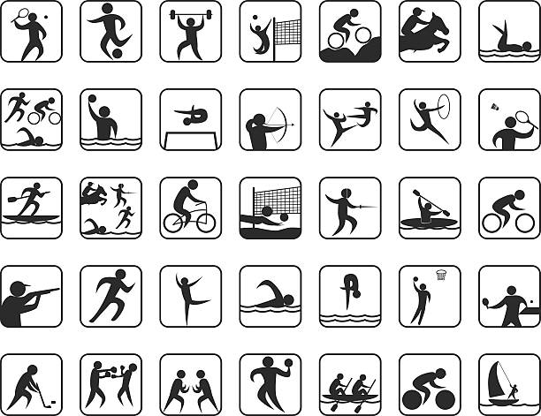 ilustrações, clipart, desenhos animados e ícones de jogos de verão do rio, disciplinas esportivas - pentatlo moderno