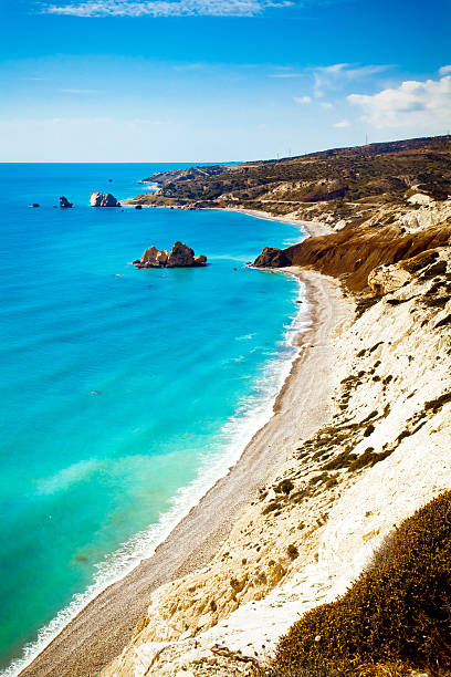 Aphrodite's birthplace beach in Paphos, Cyprus stock photo