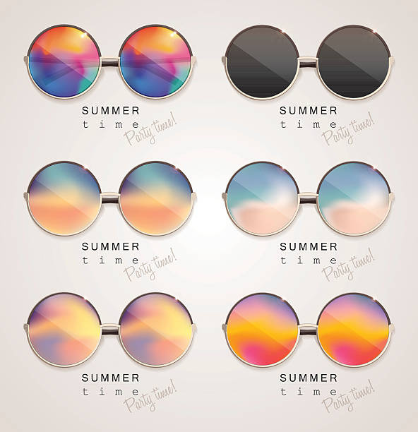 set of colorful sunglasses with abstract gradient mesh glass mirrors - 太陽鏡 幅插畫檔、美工圖案、卡通及圖標