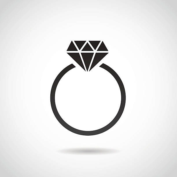 pierścionek z brylantem icon. - ring gold diamond engagement ring stock illustrations