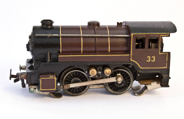 istock Toy Electric Model Train on White Background 579415392