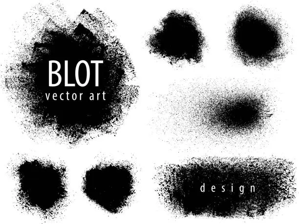 Vector illustration of Set of blots, paint sprayer, stained. Vector illustration