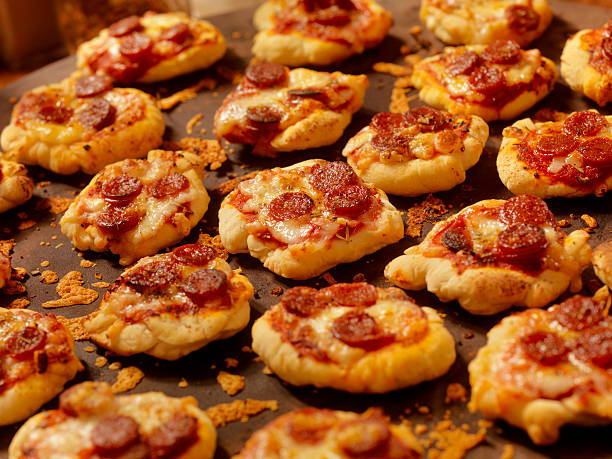 Mini Homemade Pepperoni Pizza Bites with Marinara Sauce  - Photographed on a Hasselblad H3D11-39 megapixel Camera System