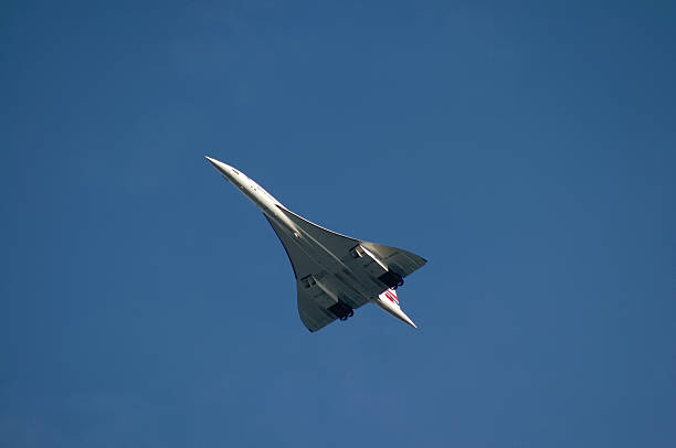 London, UK - October 4, 2002: British Airways Concorde seen from below.