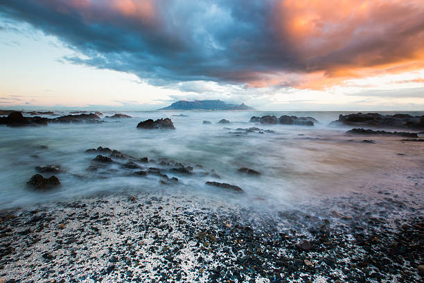 Table Mountain takes centre stage in this dreamy Winter's landscape of Cape Town, photographed from Bloubergstrand, one of the countless breathtaking beaches of this beautiful South African city. 
