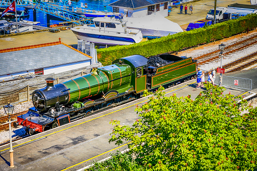 Kingswear, UK - May 31, 2009: Steam train of the Dart valley Railway at Kingswear, UK