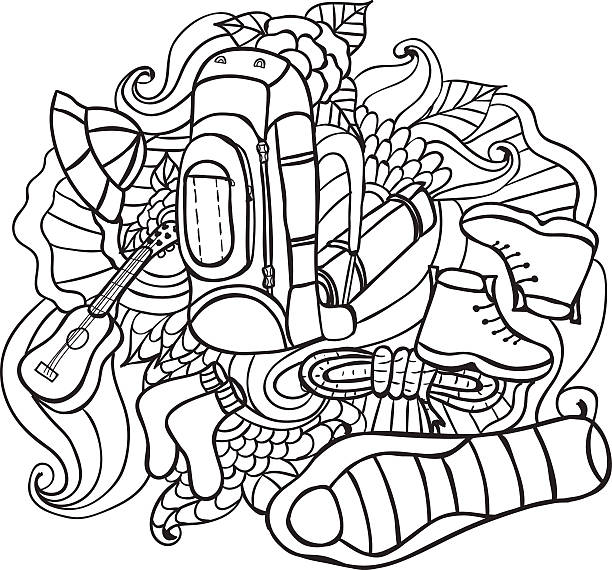 Tourism Colour In 660+ Camping Colouring Page Stock Photos, Pictures & Royalty-Free ...