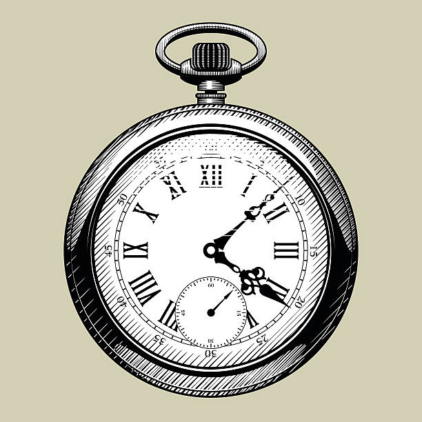 ilustrações, clipart, desenhos animados e ícones de cara de relógio velho. relógio de bolso retrô - pocket watch watch clock pocket