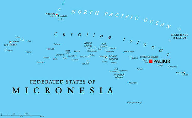 illustrations, cliparts, dessins animés et icônes de carte politique des états fédérés de micronésie - federated