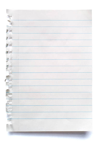 A sheet of lined paper, ripped out of a notebook
