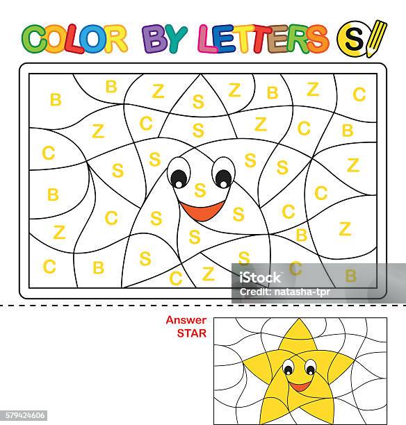 Puzzle For Kids Color By Letters Stock Illustration - Download Image Now - Alphabet, Education, Leisure Games