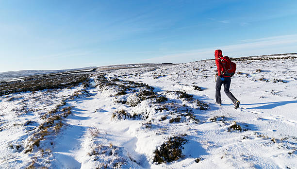 istock Hiker walking over the moors in winter. 579425068