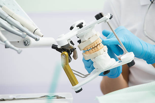 Articulator with teeth mould stock photo