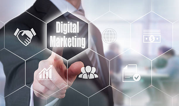 istock Businessman selecting a Digital Marketing Concept button 579425644