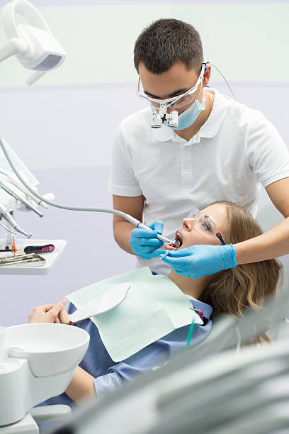 Dentist and patient stock photo