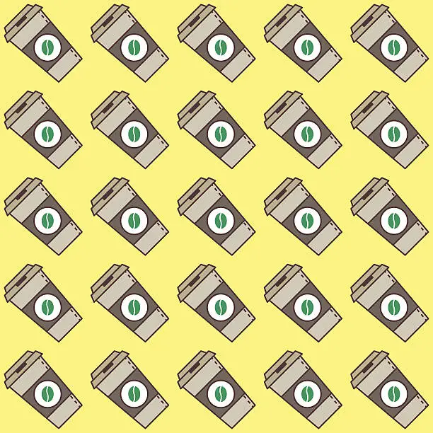 Vector illustration of Vector cute coffee cups seamless pattern
