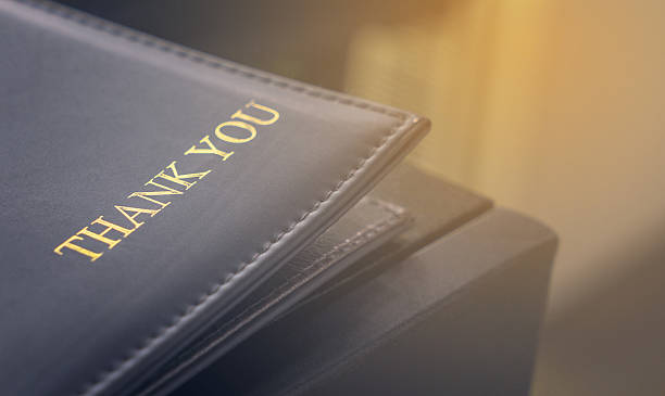 istock Thank you text on restaurant credit card tray 579427976