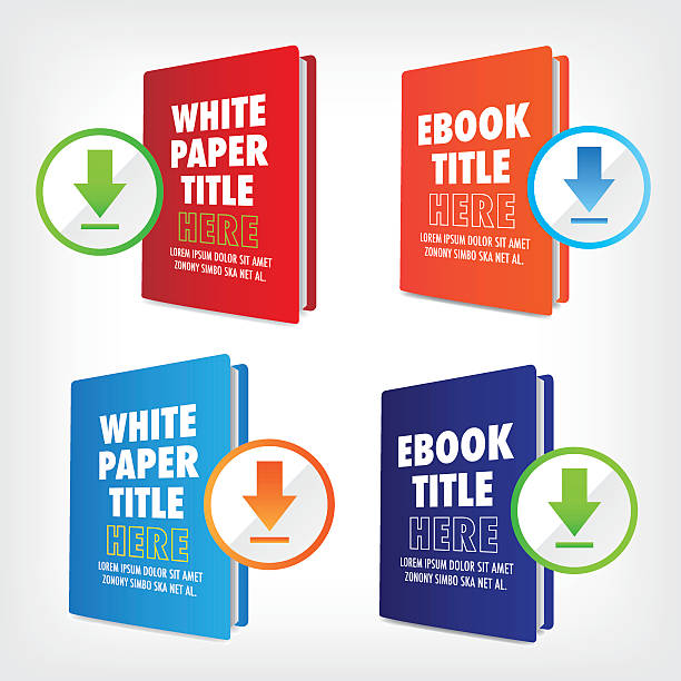 Whitepaper and Ebook Graphics Whitepaper and Ebook Image with download button e reader stock illustrations