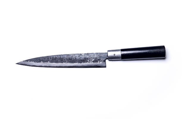 istock Japanese kitchen knife - yanagi sashimi knife isolated on white 579430250