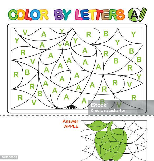 Puzzle For Kids Color By Letters Stock Illustration - Download Image Now - Alphabet, Education, Leisure Games