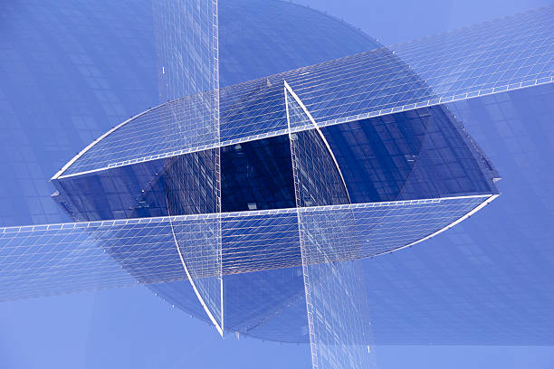 istock Abstract multiple exposure modern glass and steel futuristic architecture. 579431680