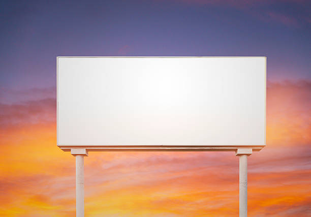 istock blank  white billboard for outdoor advertising  at sunset. 579432582