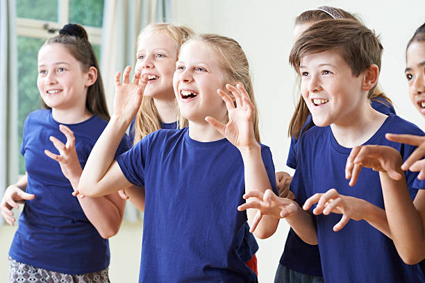 istock Group Of Children Enjoying Drama Class Together 579432732