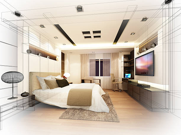 istock abstract sketch design of interior bedroom,3d rendering 579436854