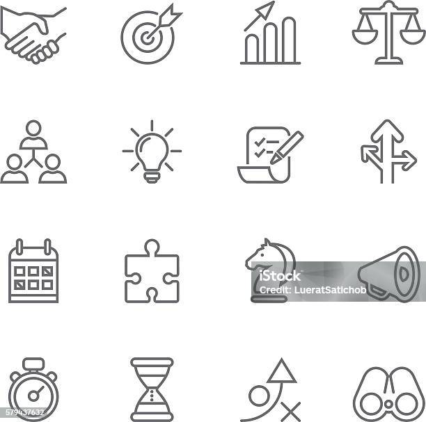 Strategy Business Success Management Line Icons Eps10 Stock Illustration - Download Image Now