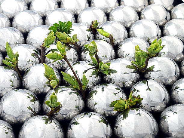 A gazing ball in a garden