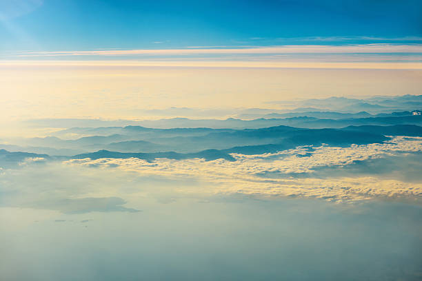 istock View from a plane to sunset on the sky 579438712