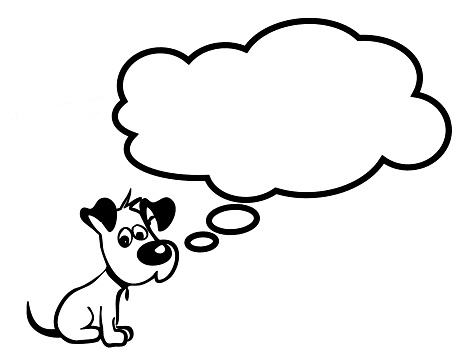 Vector image of sad puppy with cloud fully editable. It can be used as a poster, wallpaper, design t-shirts and more.