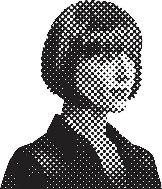 Vector illustration of Pop Art Retro Businesswoman with Halftone Pattern