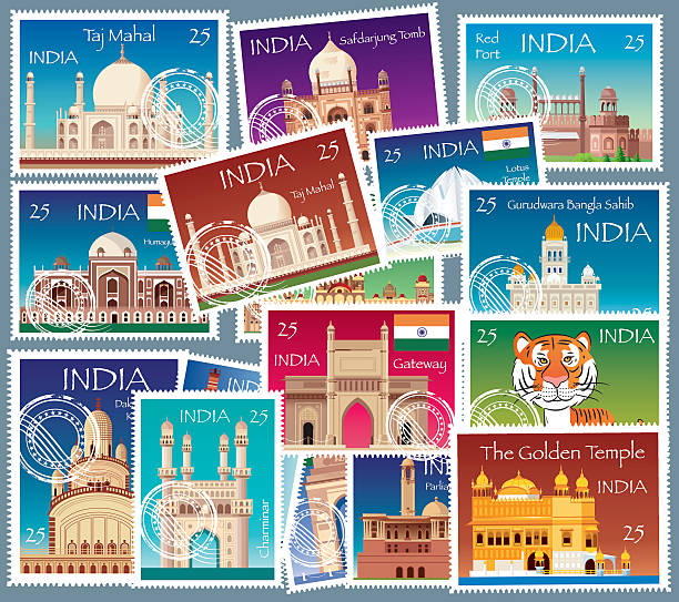 illustrazioni stock, clip art, cartoni animati e icone di tendenza di india francobolli - hyderabad