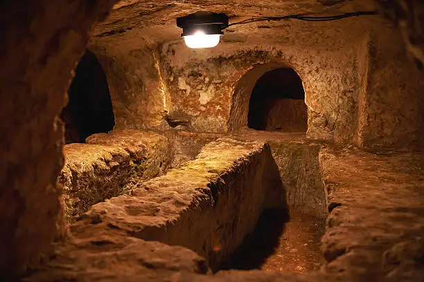 Photo of Ancient christian cemetery (catacombs) of Saint Paul. Rabat, Malta.