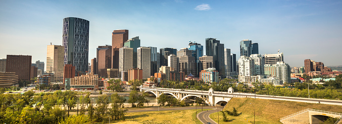 Panorama del horizonte del centro de Calgary Alberta photo
