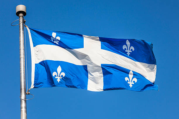 Fleur de Lys Provincial Flag of Quebec Canada, Quebec, province flag of Quebec fleur stock pictures, royalty-free photos & images