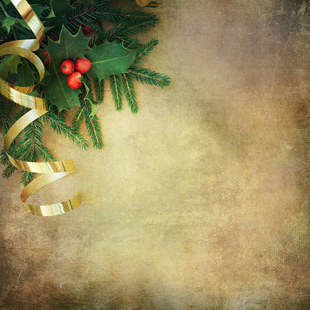 istock Christmas Fir Tree Border over Vintage background 579734070